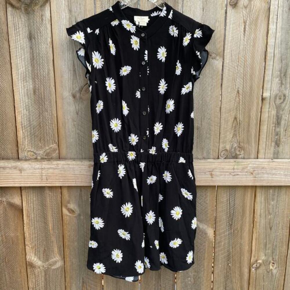 Kate Spade Romper Daisy Dot Flutter Sleeve Crepe Romper Black Size 4‎ Summer
